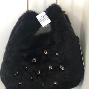 NWT Sam Edelman fur jeweled shoulder bag